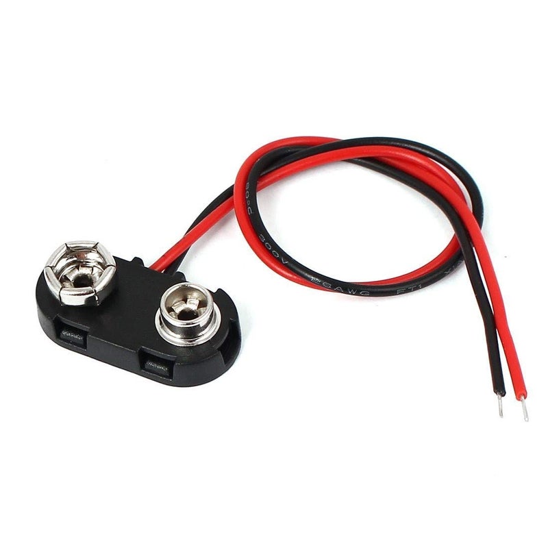 bnafes 10 Pack T Type 9 V Battery Clip Connector Long Cable Connection Hard Shell Black Red Connector - Image 3